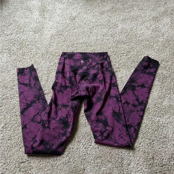 Lululemon Purple and Black Tie-Dye Leggings - Picture 2 of 4